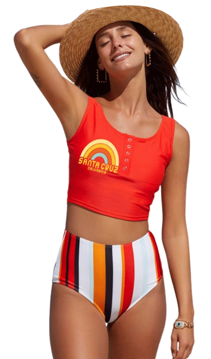 /graphic-swimwear/letter-rainbow-stripe-print-buttoned-high-waist-tankini-swimsuit.html