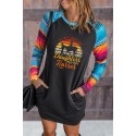 Black THE BEST DADS HAVE Daughters WHO RIDE Horses Serape Sleeve Patchwork Short Dress