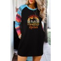 Black THE BEST DADS HAVE Daughters WHO RIDE Horses Serape Sleeve Patchwork Short Dress