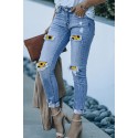 Sunflower Patchwork Distressed Ankle Length Skinny Jeans