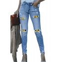 Sunflower Patchwork Distressed Ankle Length Skinny Jeans