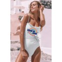 White Kind Is Good Rainbow Print Spaghetti Strap One-piece Swimsuit