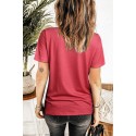 Valentine Plaid Heart Shaped Print Crew Neck Short Sleeve T-shirt