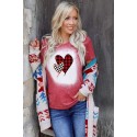 Valentine Plaid Heart Shaped Print Crew Neck Short Sleeve T-shirt