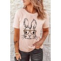 Pink Casual Animal Print Short Sleeve T-Shirt