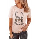 Pink Casual Animal Print Short Sleeve T-Shirt