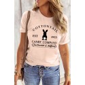 Pink CANDY COMPANY Letter Rabbit Print Short Sleeve T-shirt