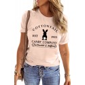 Pink CANDY COMPANY Letter Rabbit Print Short Sleeve T-shirt