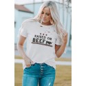 White Raised on Beef Western Graphic Ripped Shirt