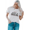 White Raised on Beef Western Graphic Ripped Shirt