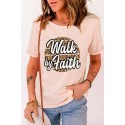 Pink Walk By Faith Leopard Print Short Sleeve Graphic Tee