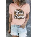 Pink Walk By Faith Leopard Print Short Sleeve Graphic Tee