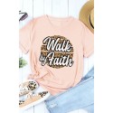 Pink Walk By Faith Leopard Print Short Sleeve Graphic Tee