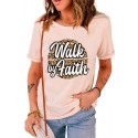 Pink Walk By Faith Leopard Print Short Sleeve Graphic Tee