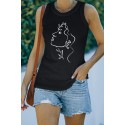 Black Casual Portrait Graffiti Print Graphic Tank Top