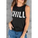 Black CHILL Graphic Print Tank Top