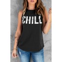 Black CHILL Graphic Print Tank Top